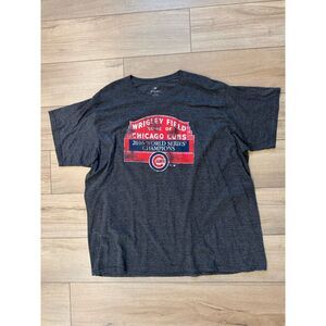 Gray MLB Fanatics Chicago Cubs Wrigley Sign Distressed 3xl‎